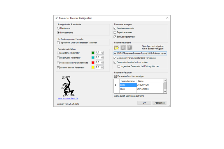 Parameter-Browser Konfiguration.